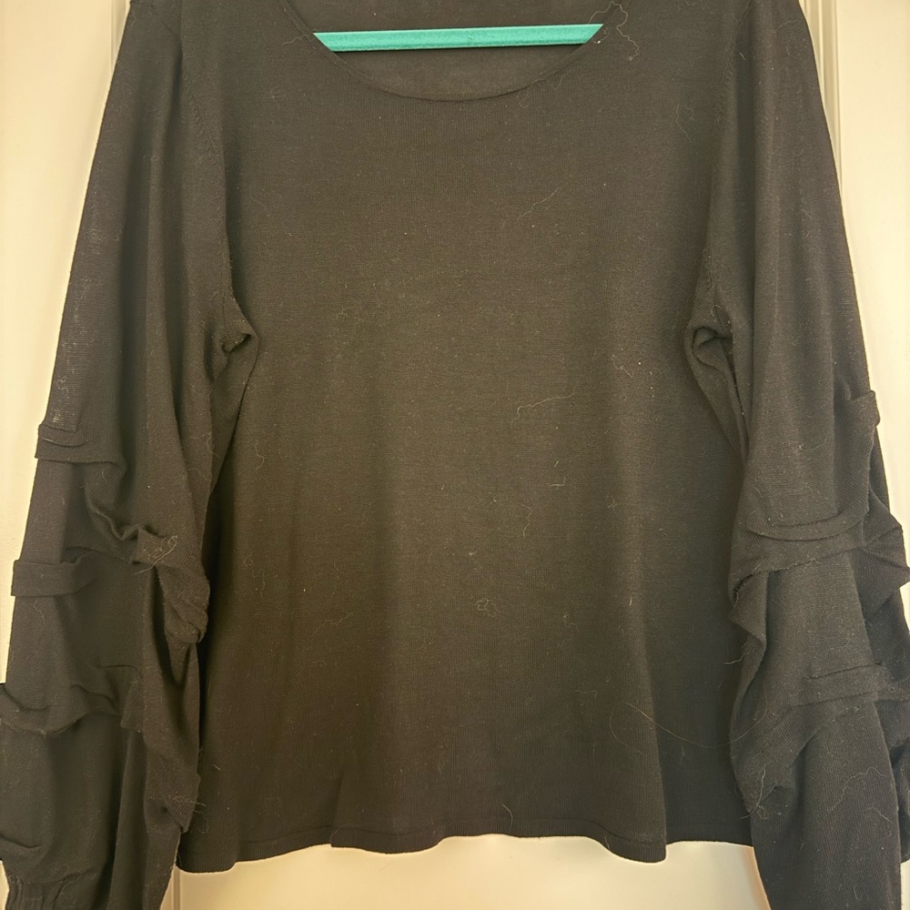 Elegant Black Ruffle Sleeve Top